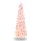 7 Feet Pre-lit Snow Flocked Hinged Pencil Christmas Tree With 300 Lights and 8 Modes